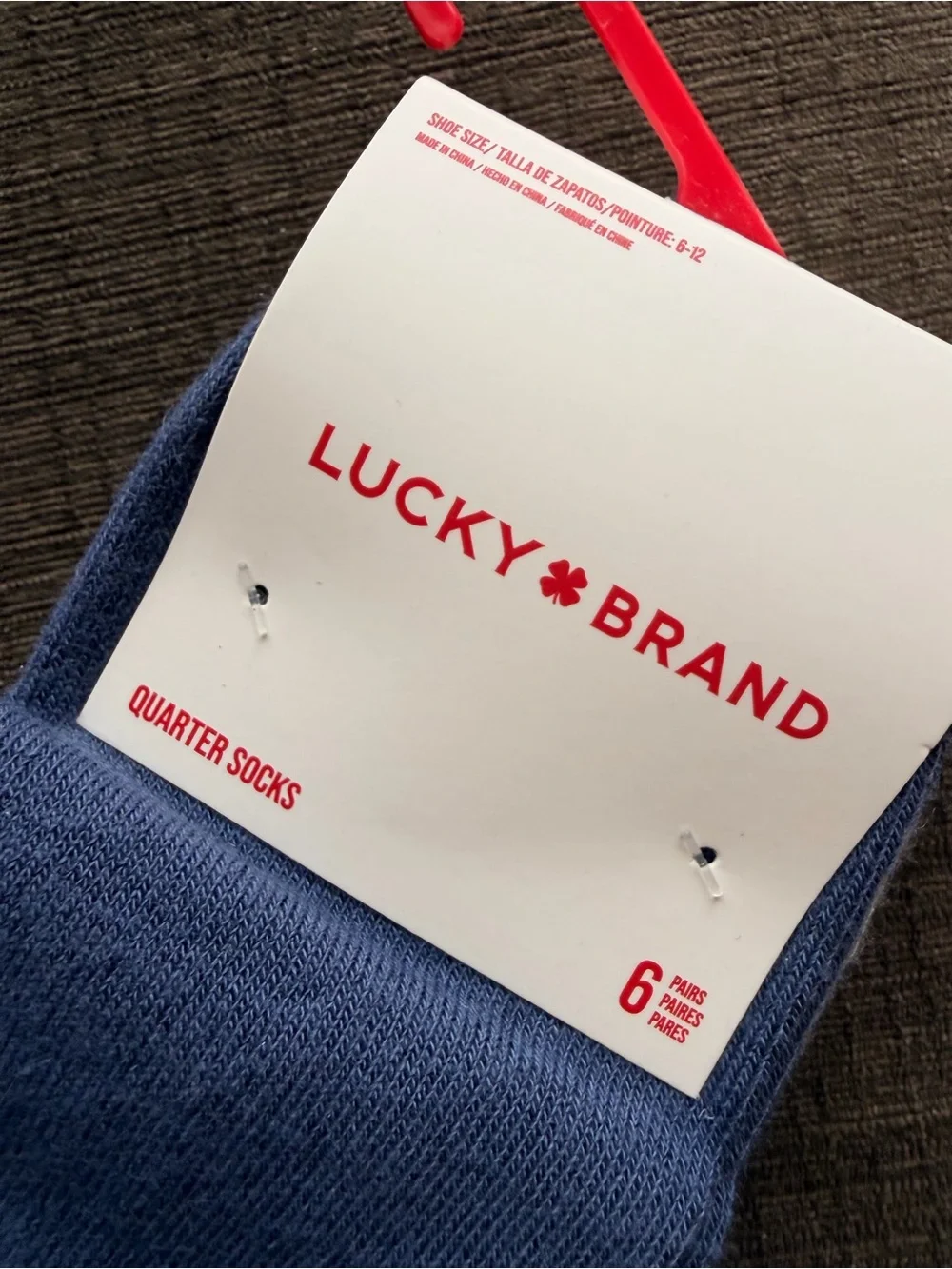 LUCKY Brand 6 Pack Quarter Socks Shoe Size 6-12 Blue Grey White NWT Casual